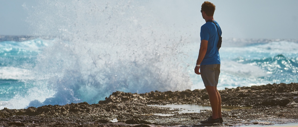 Man makes memories watching waves